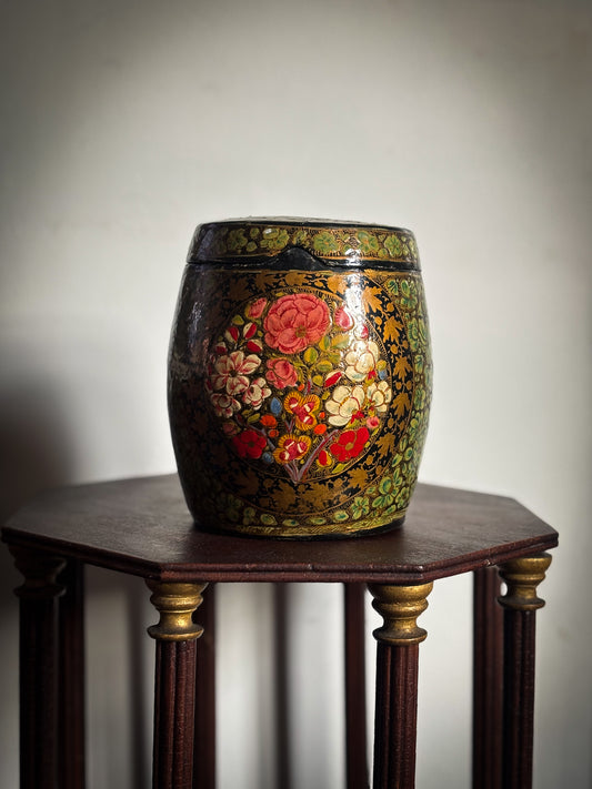 A Kashmiri Hand-Painted Papier-Mâché Jar, c.1900