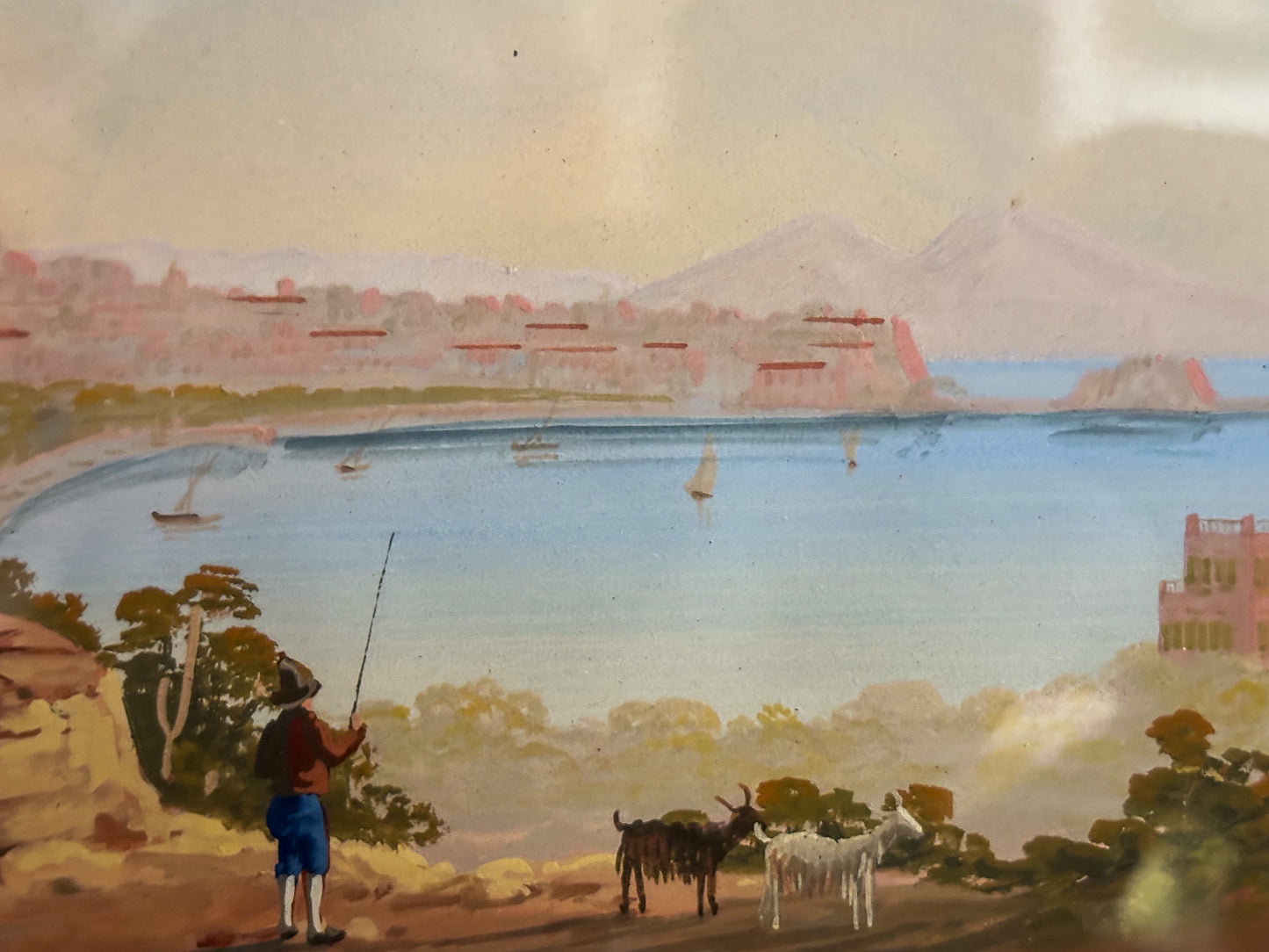 View of the Bay of Naples from the Hills of Posillipo – Grand Tour Gouache, c.1850