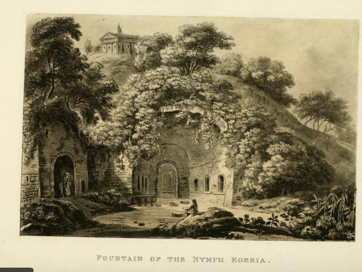 James Merigot (1760–1824)
Temple of Concord, Rome; and Fountain of the Nymph Egeria, Rome