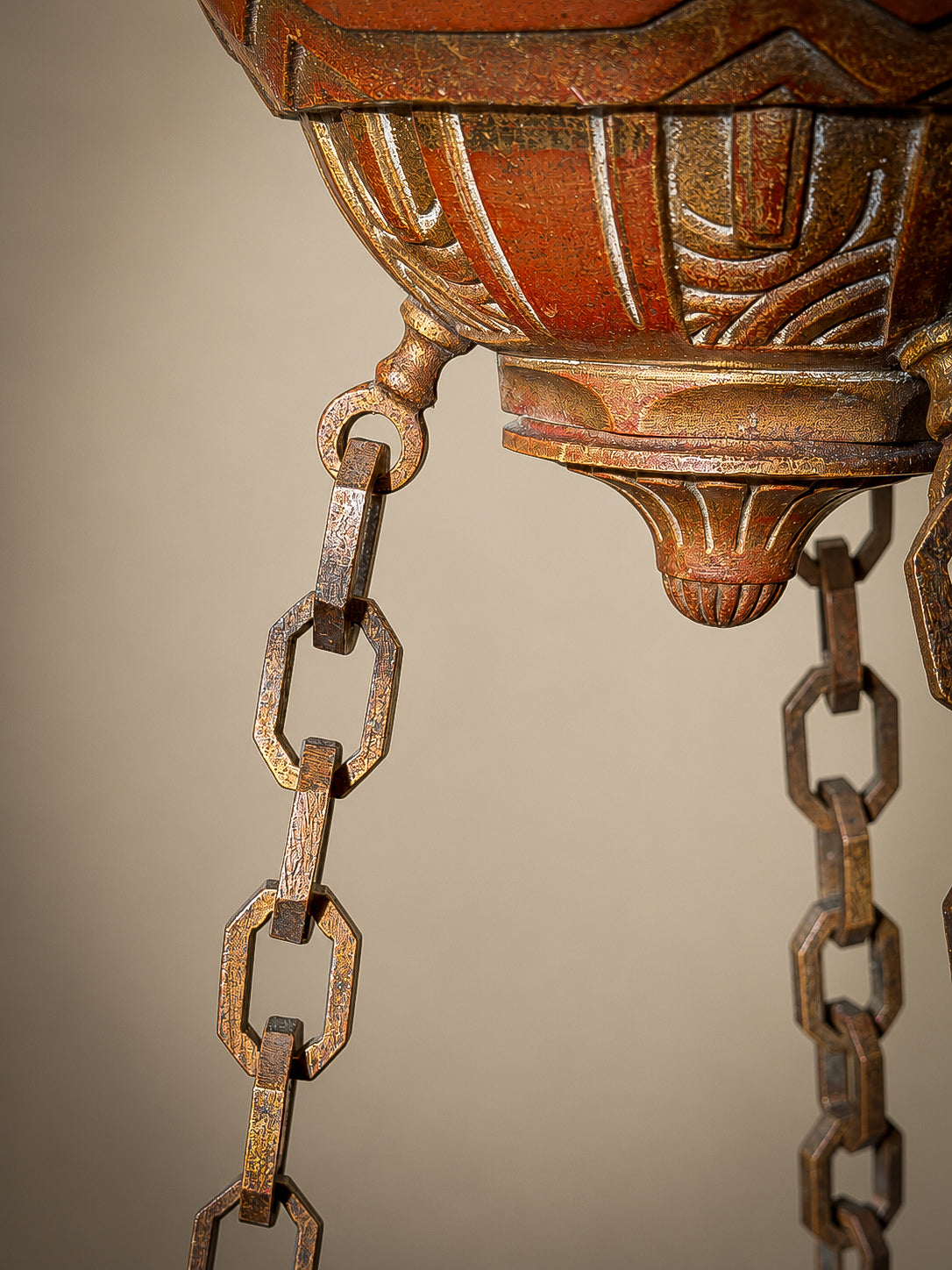 A Substantial Neoclassical Revival Patinated and Gilt Bronze Hanging Brazier