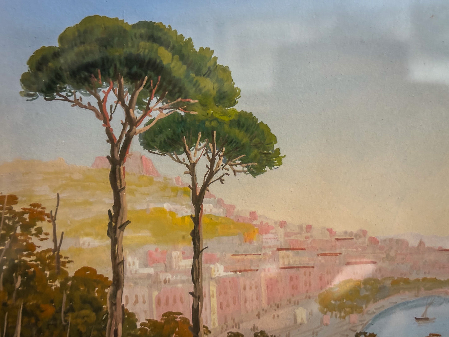 View of the Bay of Naples from the Hills of Posillipo – Grand Tour Gouache, c.1850