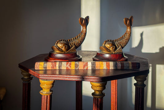 A Pair of 19th Century Classical Revival Bronze Dolphin Supports