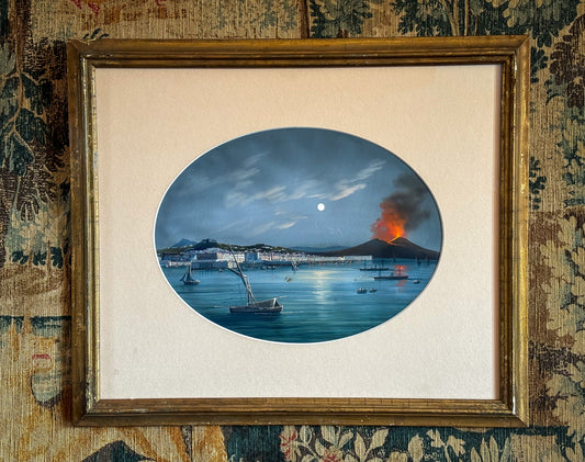 Pair of Neapolitan Gouaches of the 1855 Eruption of Vesuvius
