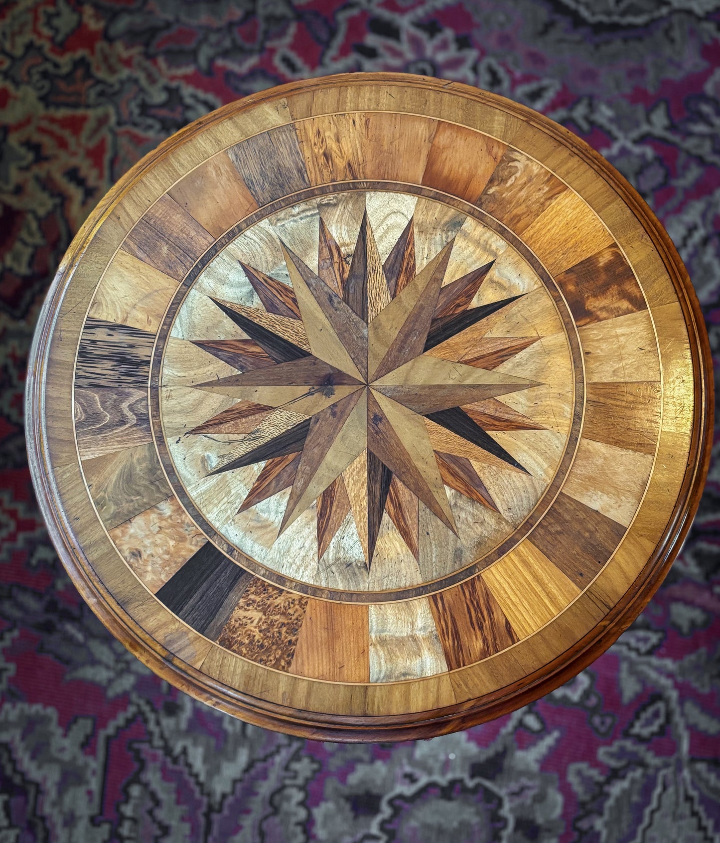 Fine Continental Specimen Wood Marquetry Tripod Table c1820s