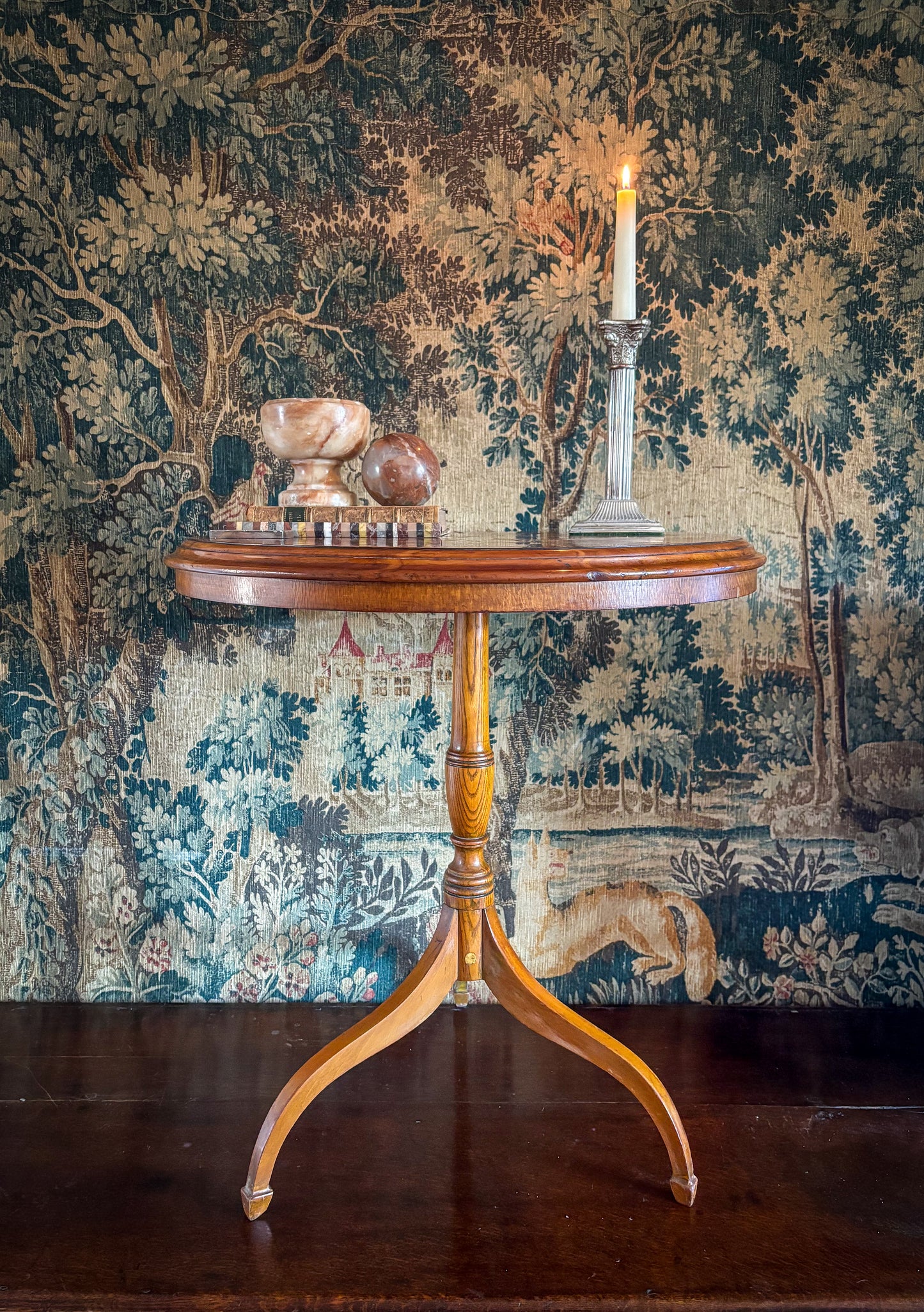 Fine Continental Specimen Wood Marquetry Tripod Table c1820s