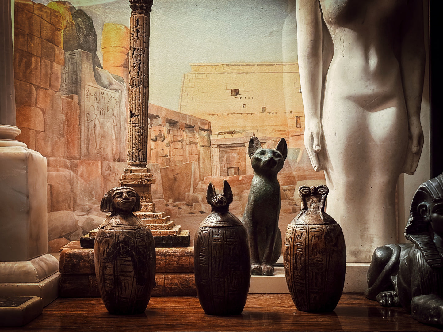 Egyptian Revival Carved Stone Canopic Jars