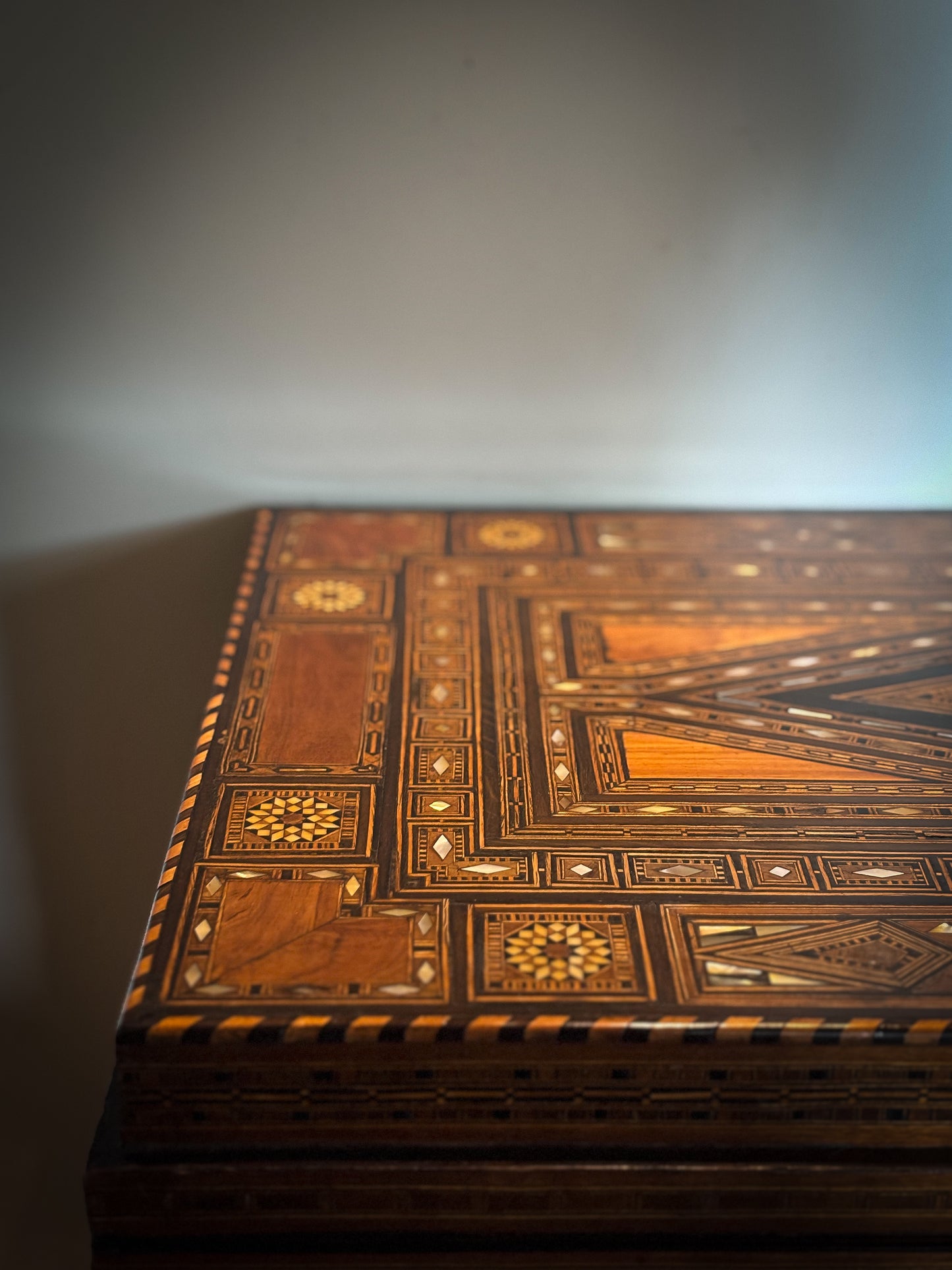 Fine Syrian Mother-of-Pearl Marquetry Games Table
