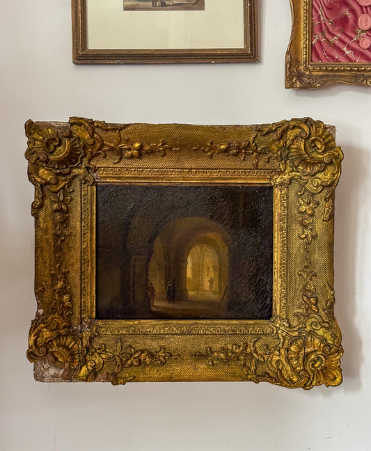 European School - late 18th–early 19th century - Figures in a Vaulted Interior.