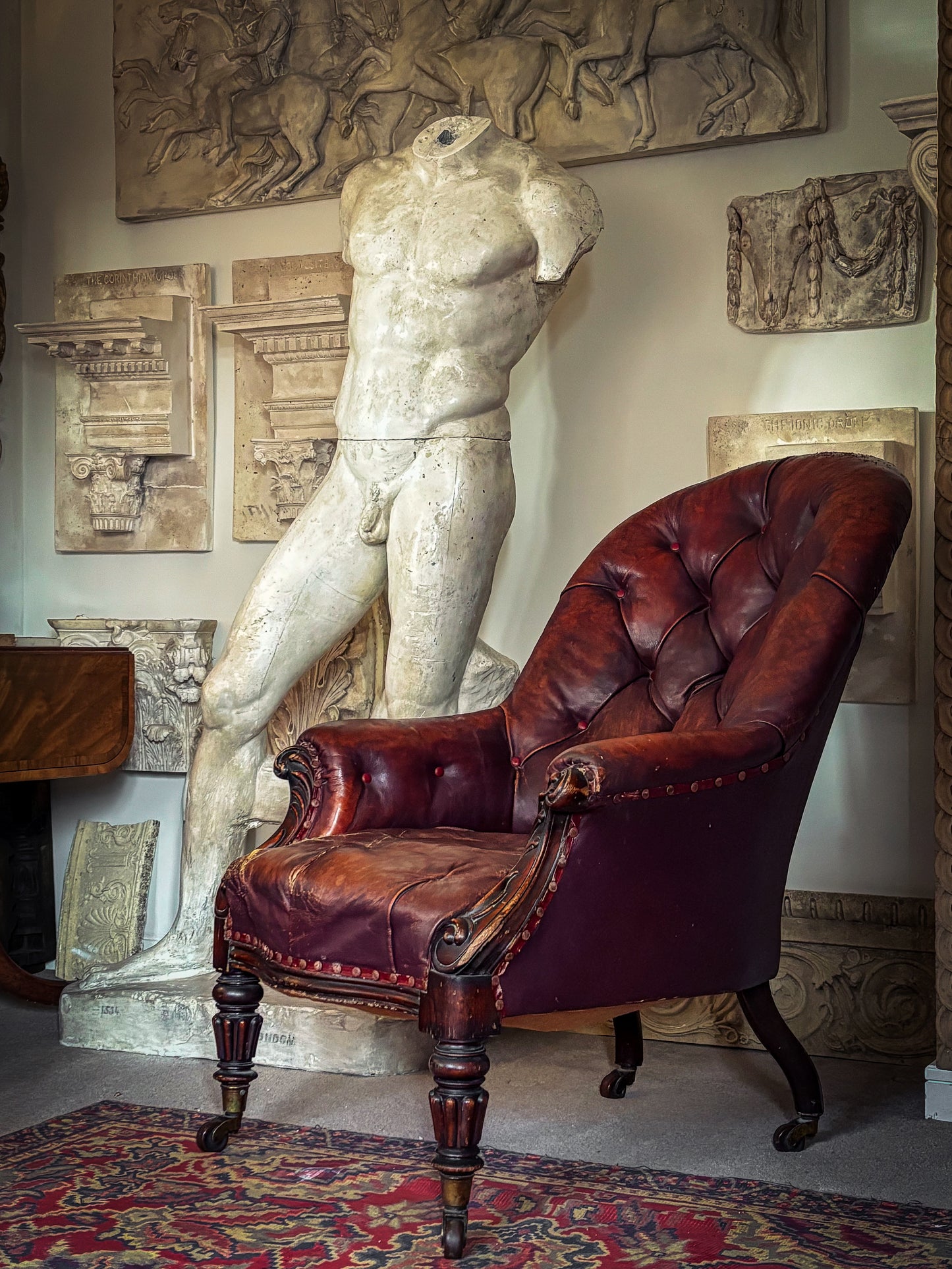 A fine William IV Period English Leather Library Armchair