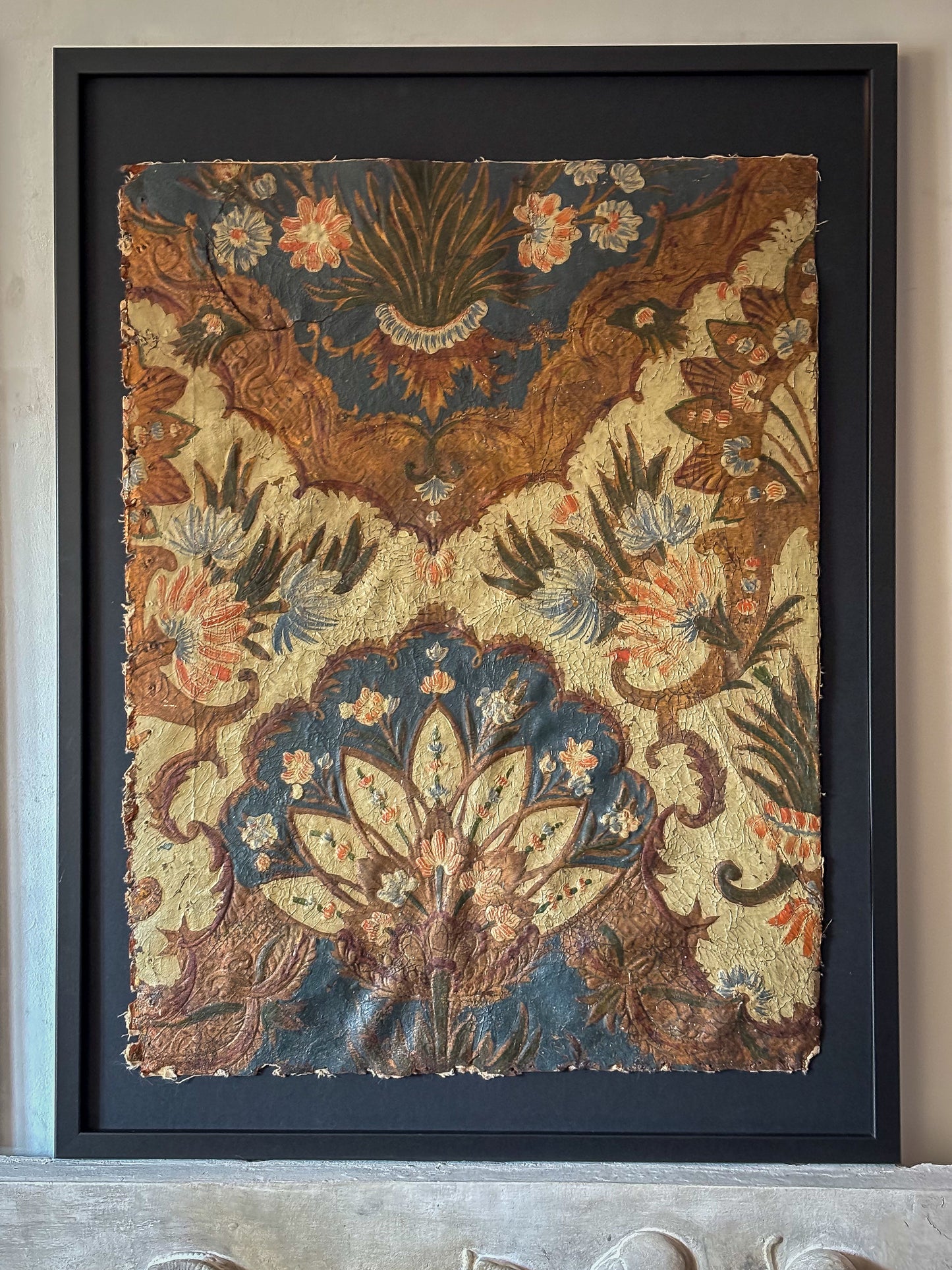 A Pair of 17th Century Baroque Gilt-Leather Wall Panels Cuir de Cordoue