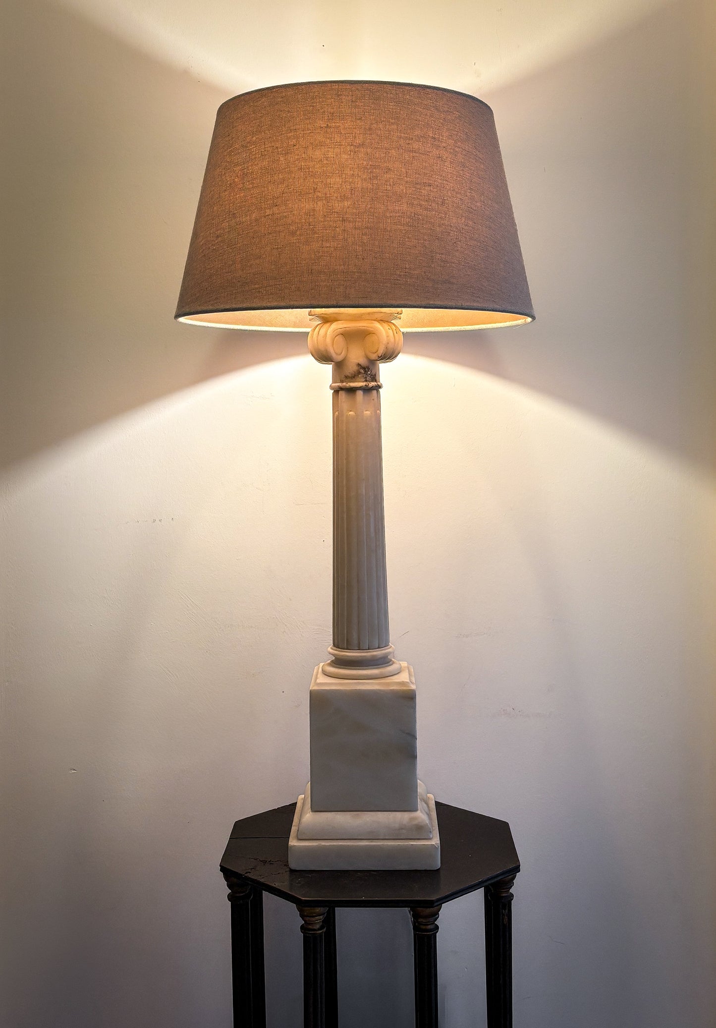 Large Neoclassical Alabaster Table Lamp