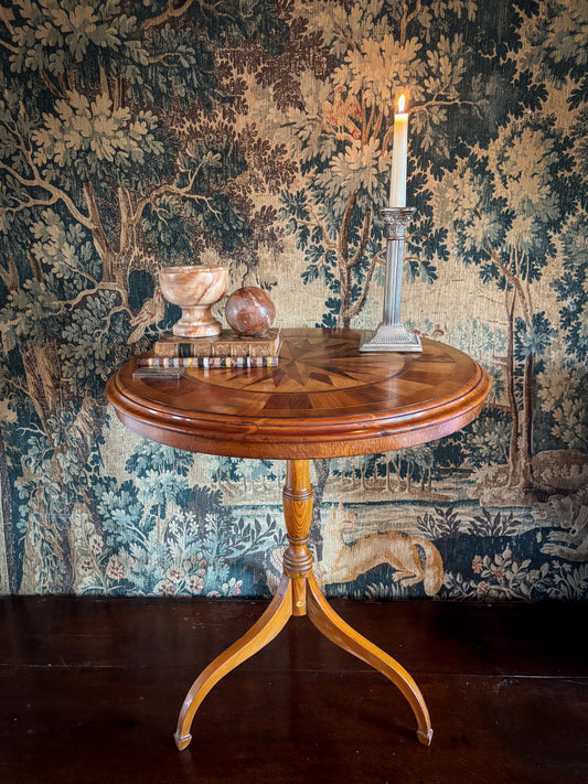 Fine Continental Specimen Wood Marquetry Tripod Table c1820s