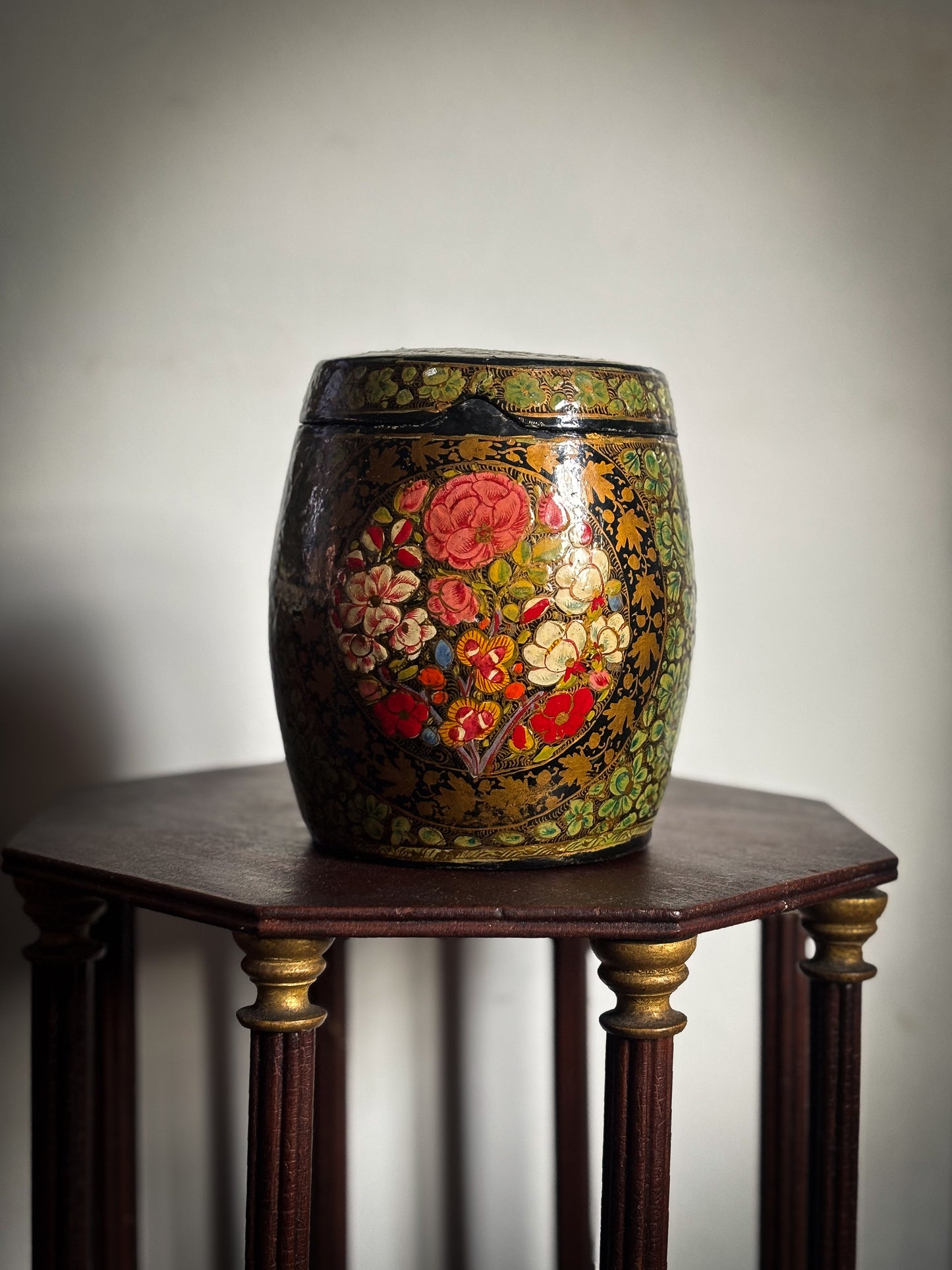 A Kashmiri Hand-Painted Papier-Mâché Jar, c.1900
