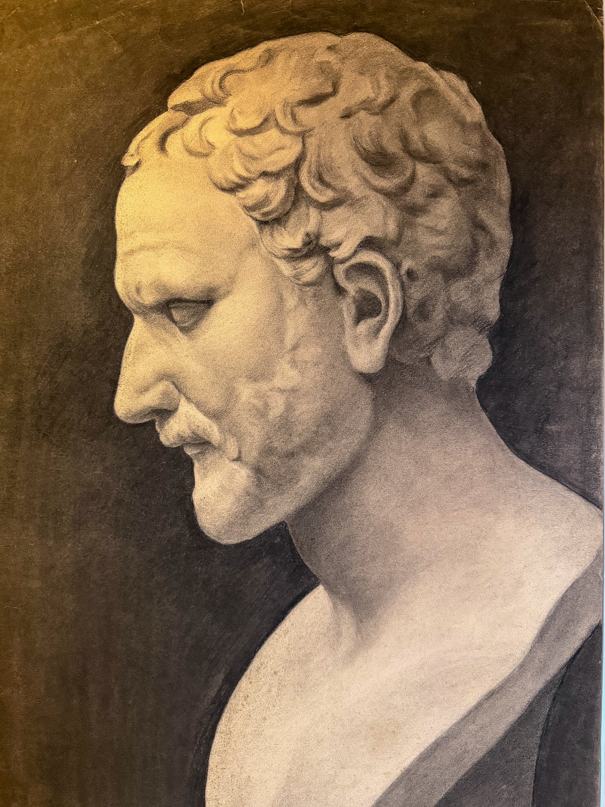 A Pair of Monumental Academic Drawings of Demosthenes and La Belle Florentine, circa 1880