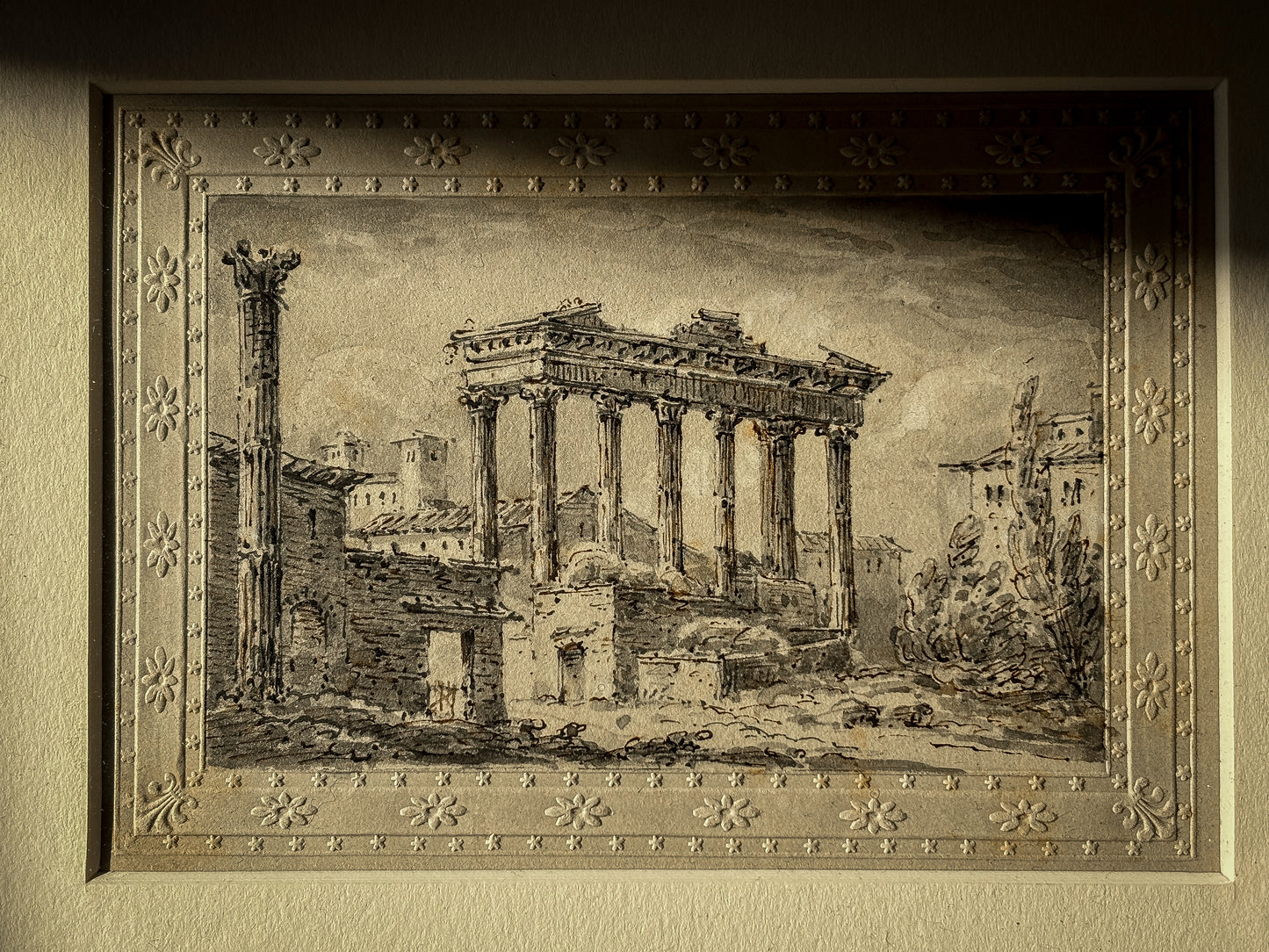 James Merigot (1760–1824)
Temple of Concord, Rome; and Fountain of the Nymph Egeria, Rome