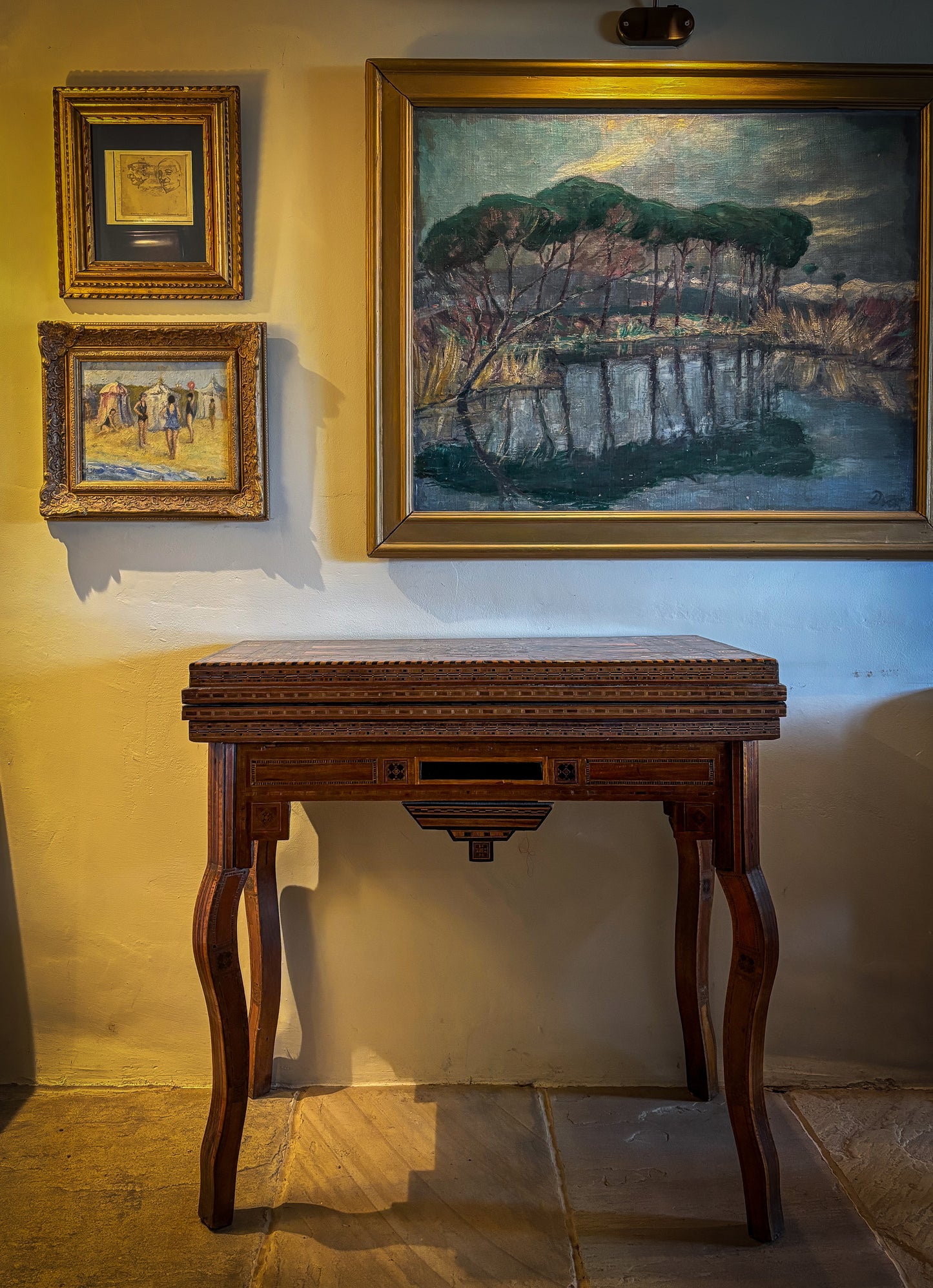 Fine Syrian Mother-of-Pearl Marquetry Games Table