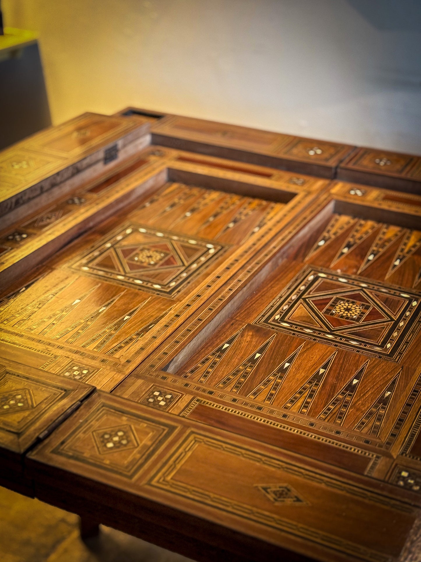 Fine Syrian Mother-of-Pearl Marquetry Games Table