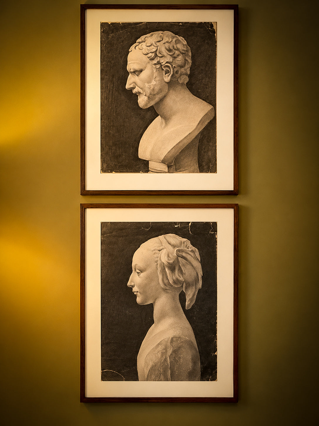A Pair of Monumental Academic Drawings of Demosthenes and La Belle Florentine, circa 1880