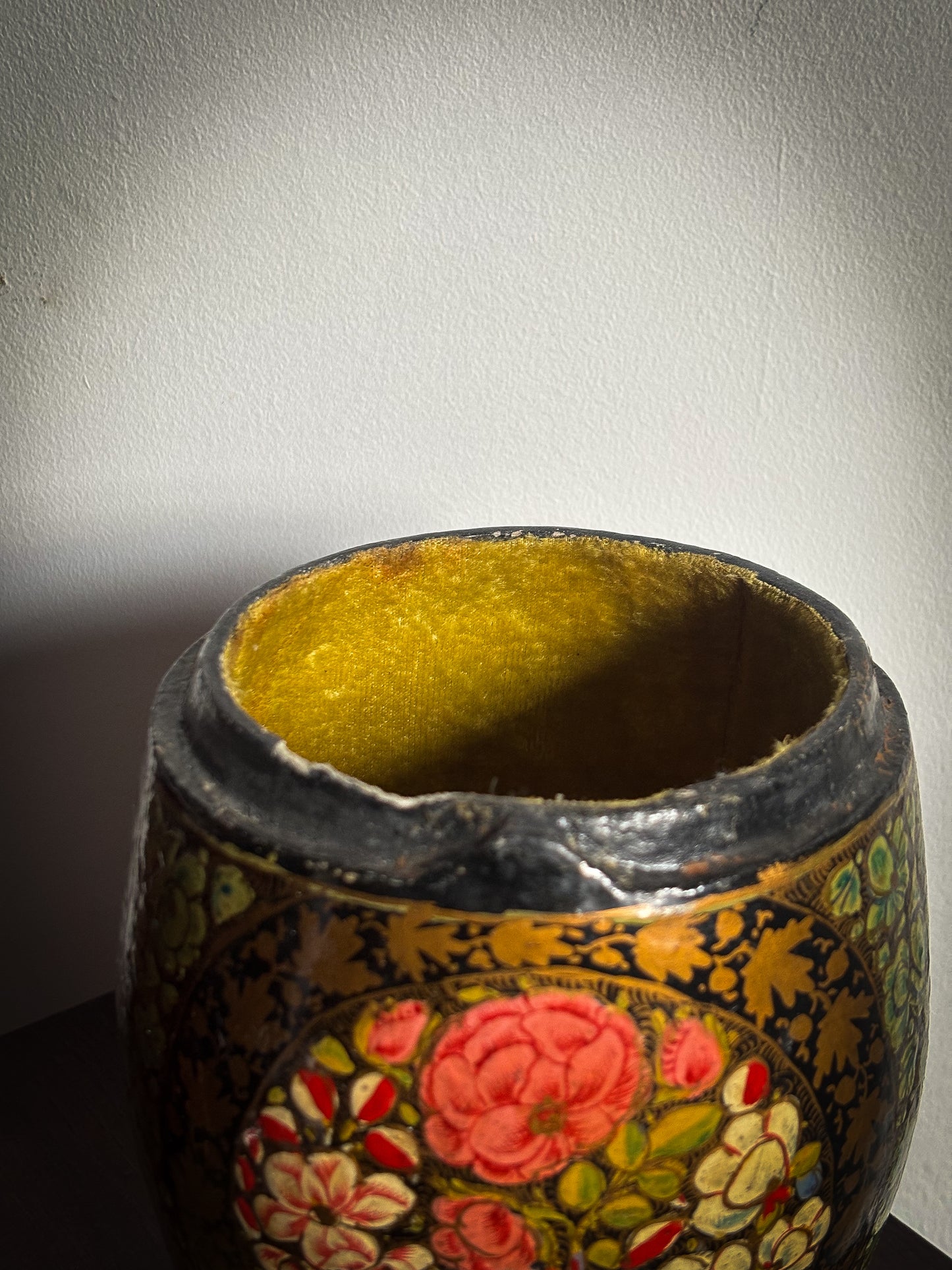 A Kashmiri Hand-Painted Papier-Mâché Jar, c.1900