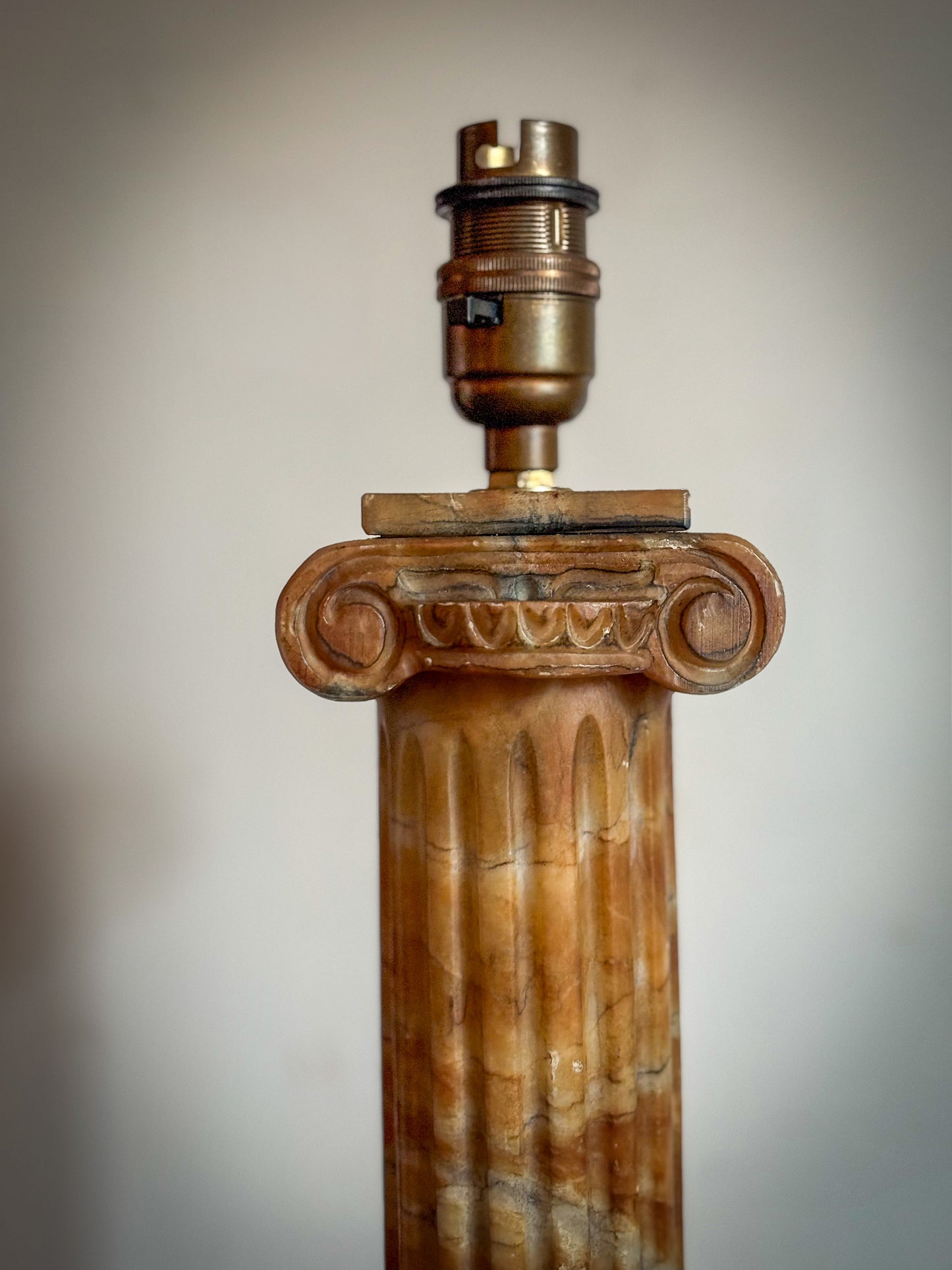Early 20th-Century Italian Alabaster Ionic Lamp