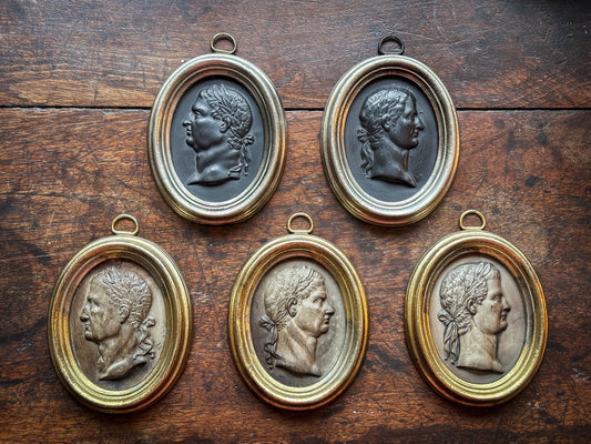 A Set of Five 19th-Century Grand Tour Portrait Medallions of Roman Emperors