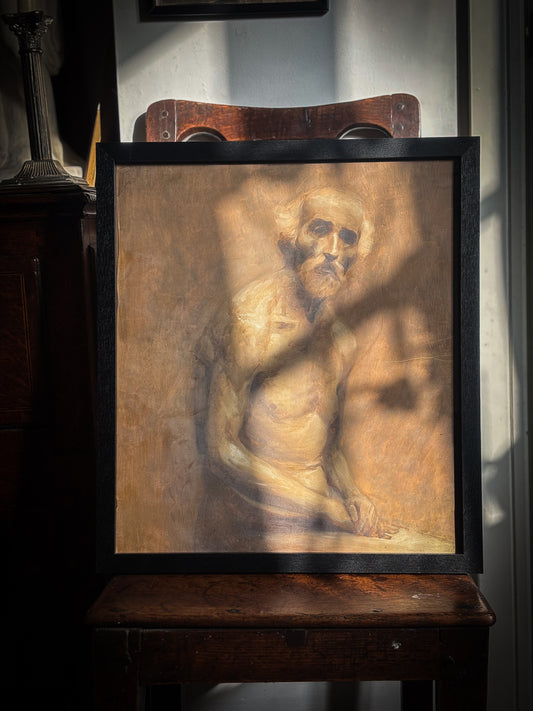 A 19th Century Academic Oil on Paper of an elderly man