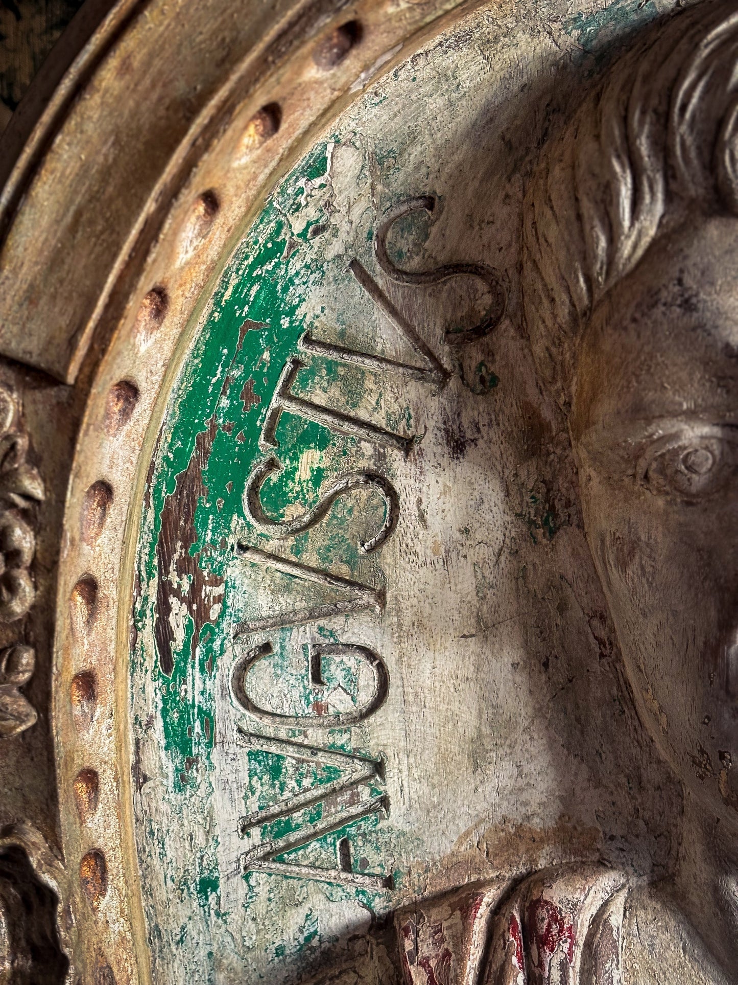 Pair of Italian Carved Wooden Roundels of Nero and Augustus