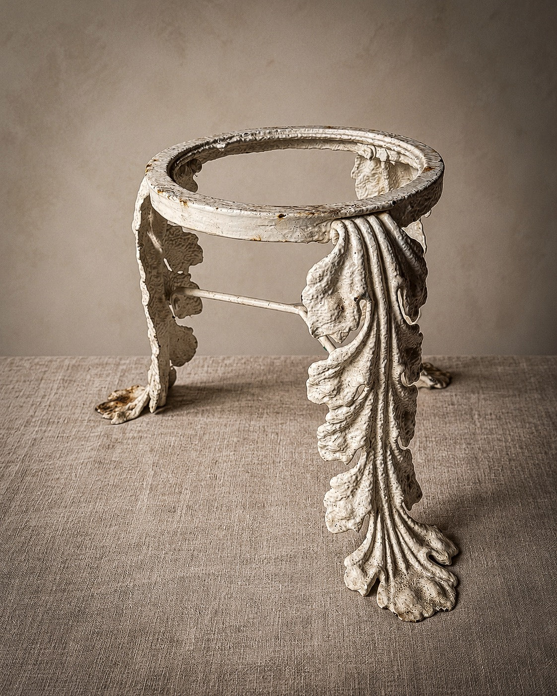A Victorian Cast-Iron Acanthus-Leaf Tripod Table or Stool c1860