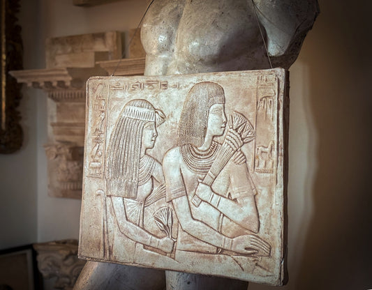 Egyptian Revival Plaster Relief of Ramose and Merit-Ptah