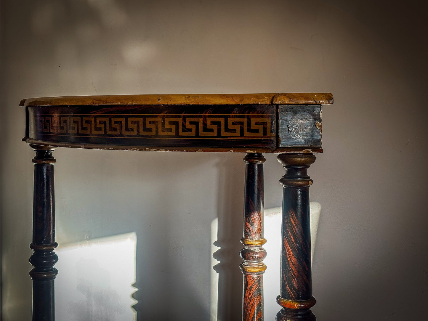 A MID-19TH CENTURY ENGLISH PAINTED CORNER TABLE