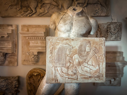 Egyptian Revival Plaster Relief of Ramose and Merit-Ptah