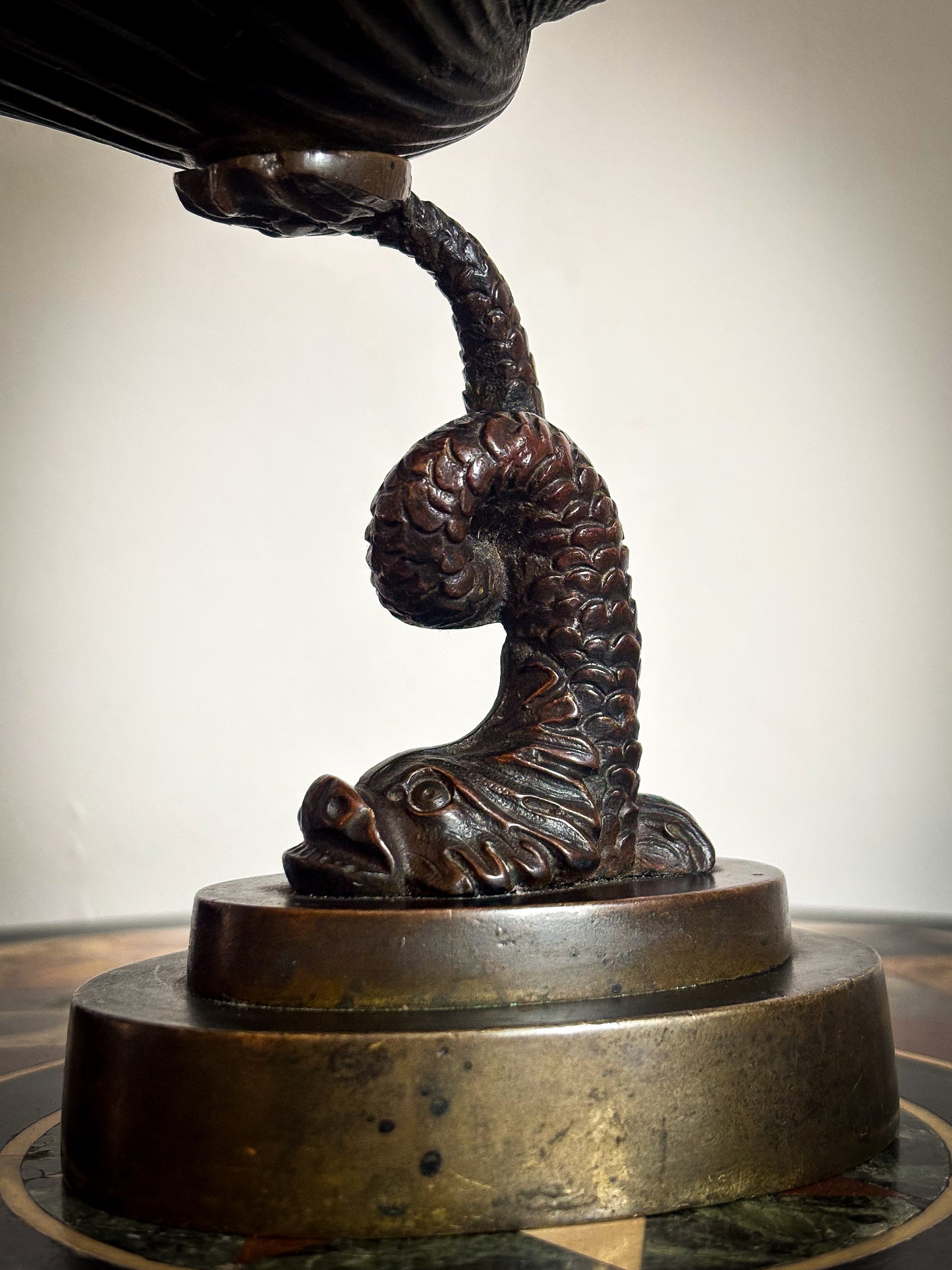 Grand Tour Bronze ‘Dolphin & Shell’ Candlestick