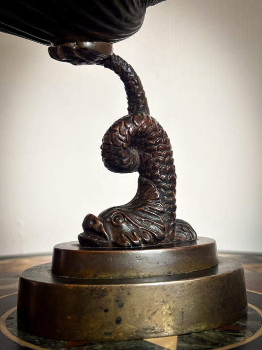 Grand Tour Bronze ‘Dolphin & Shell’ Candlestick
