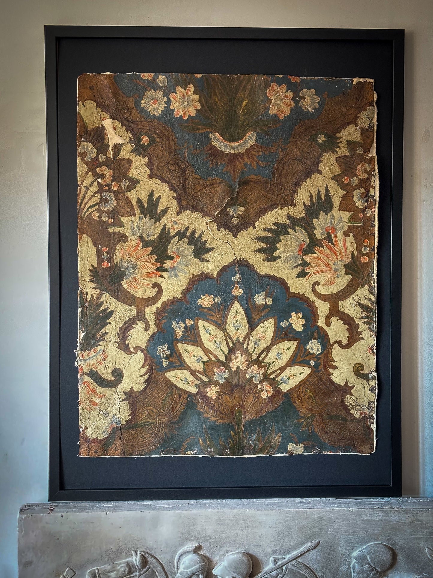 A Pair of 17th Century Baroque Gilt-Leather Wall Panels Cuir de Cordoue