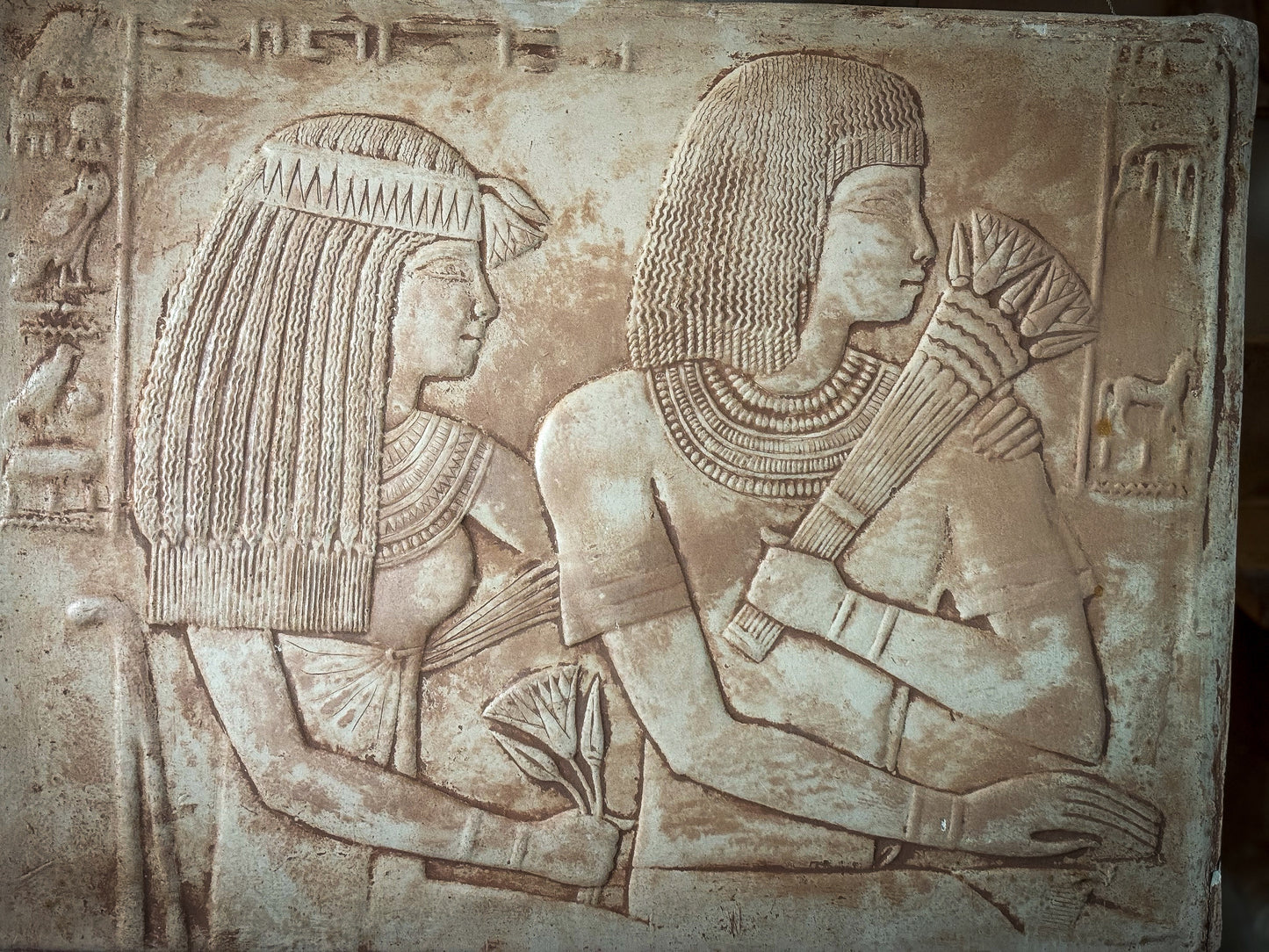Egyptian Revival Plaster Relief of Ramose and Merit-Ptah