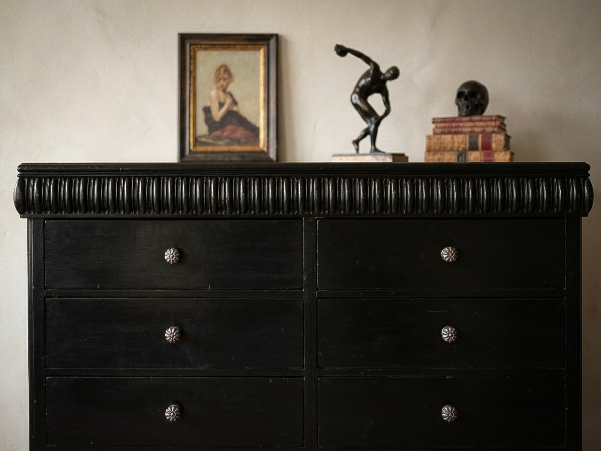 19th-century Aesthetic Movement ebonised bank of sixteen drawers