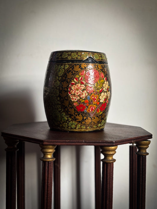 A Kashmiri Hand-Painted Papier-Mâché Jar, c.1900