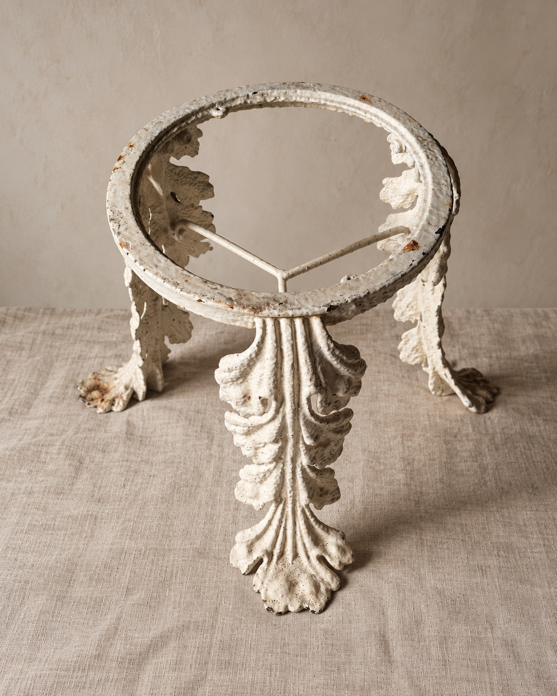 A Victorian Cast-Iron Acanthus-Leaf Tripod Table or Stool c1860