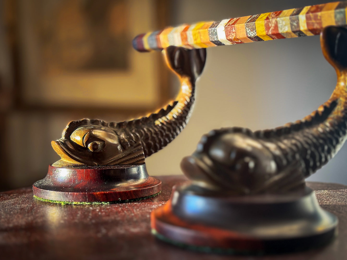 A Pair of 19th Century Classical Revival Bronze Dolphin Supports