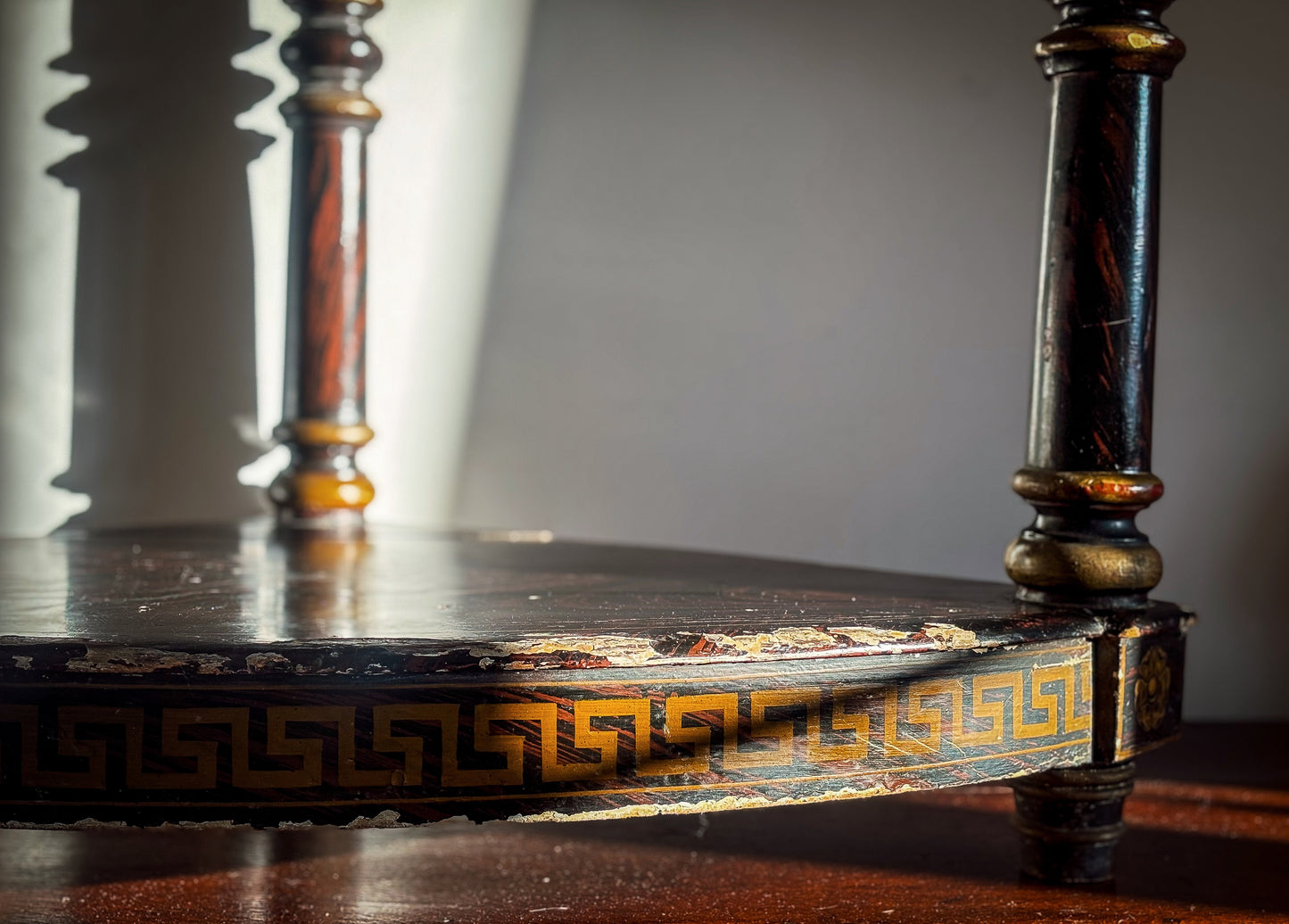 A MID-19TH CENTURY ENGLISH PAINTED CORNER TABLE