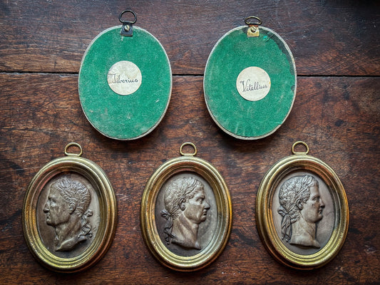 A Set of Five 19th-Century Grand Tour Portrait Medallions of Roman Emperors