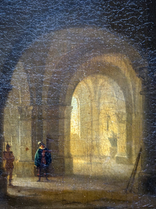 European School - late 18th–early 19th century - Figures in a Vaulted Interior.
