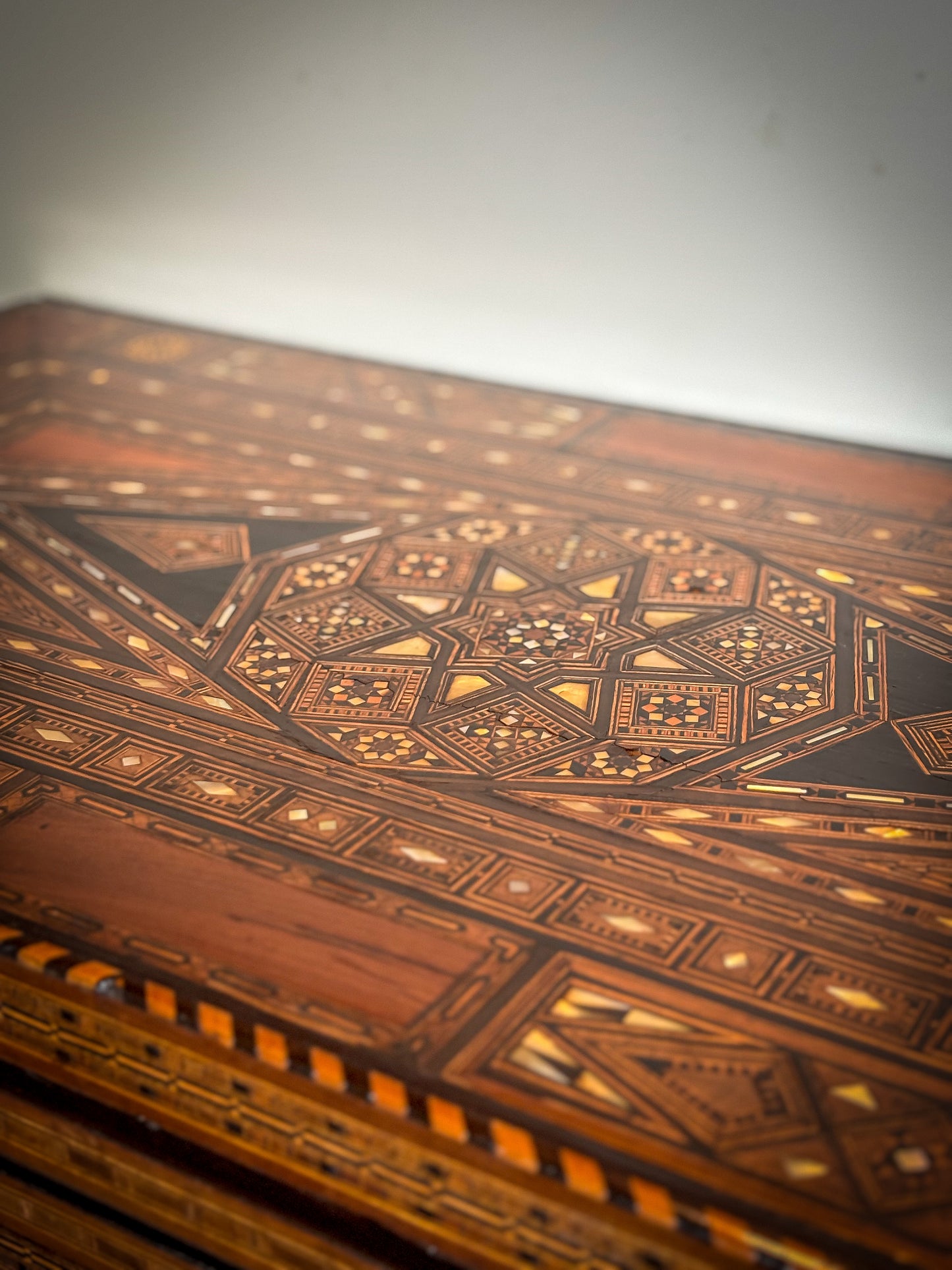 Fine Syrian Mother-of-Pearl Marquetry Games Table