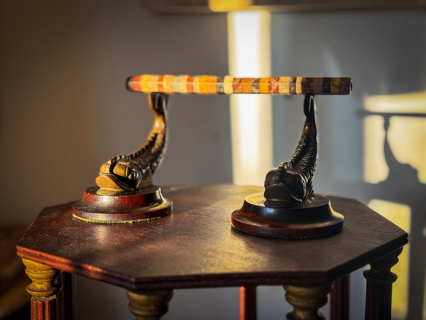 A Pair of 19th Century Classical Revival Bronze Dolphin Supports