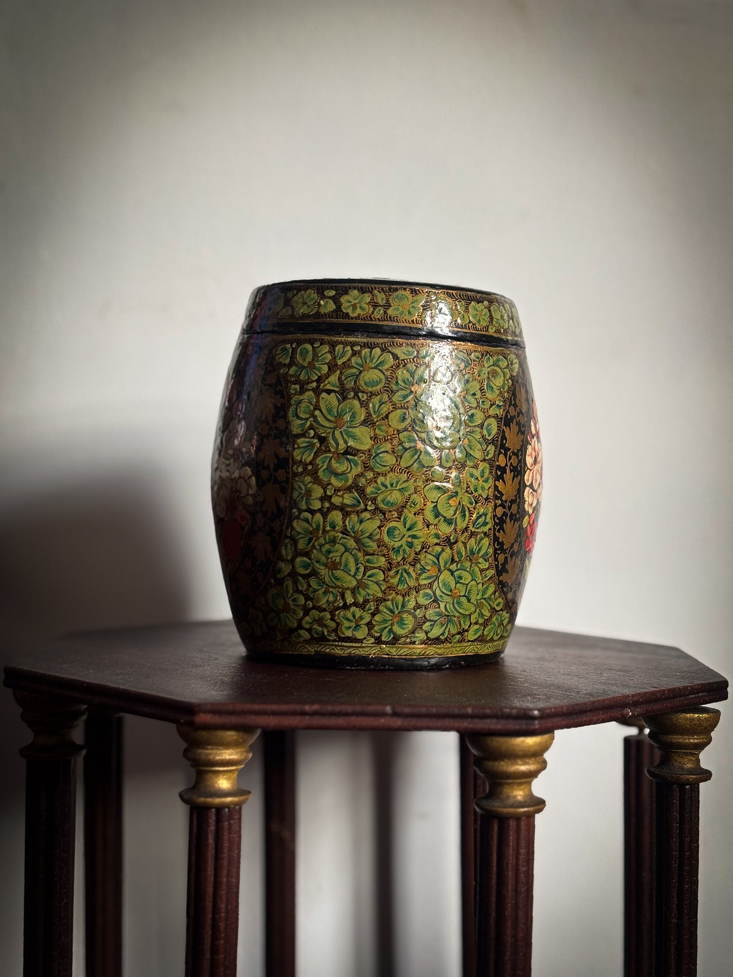 A Kashmiri Hand-Painted Papier-Mâché Jar, c.1900