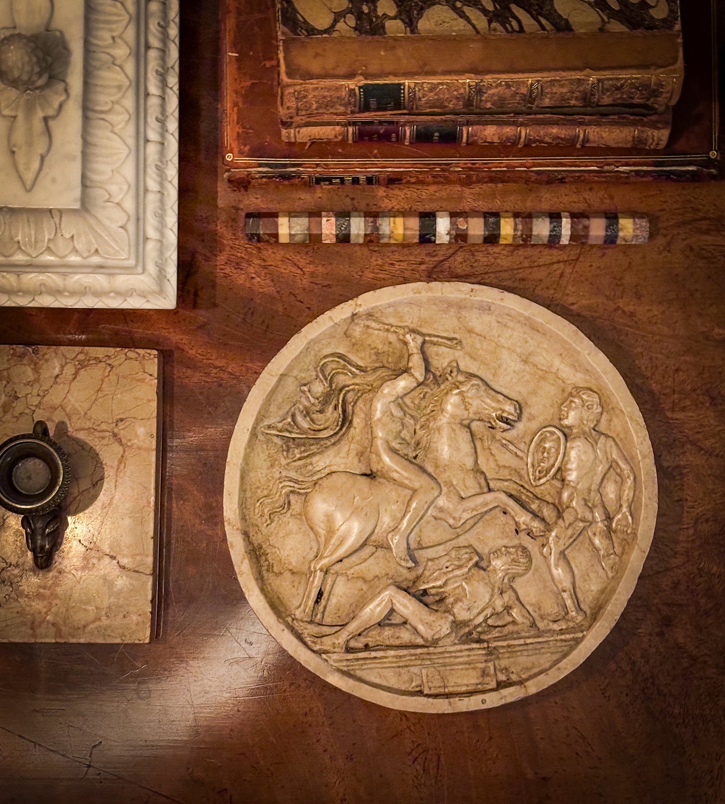 Italian Grand Tour Marble Relief Tondo after Gasparo Cairano