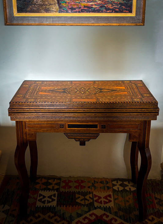 Fine Syrian Mother-of-Pearl Marquetry Games Table
