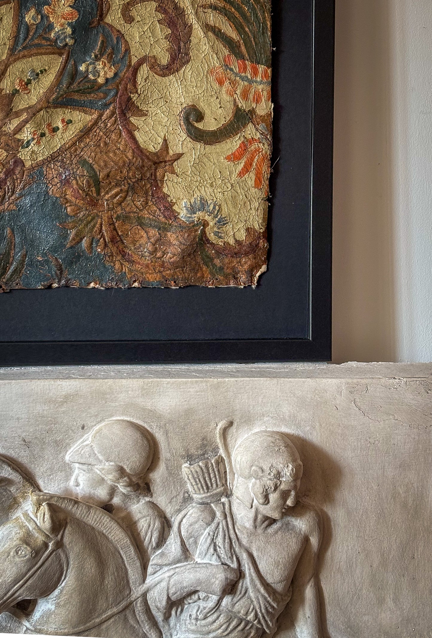 A Pair of 17th Century Baroque Gilt-Leather Wall Panels Cuir de Cordoue
