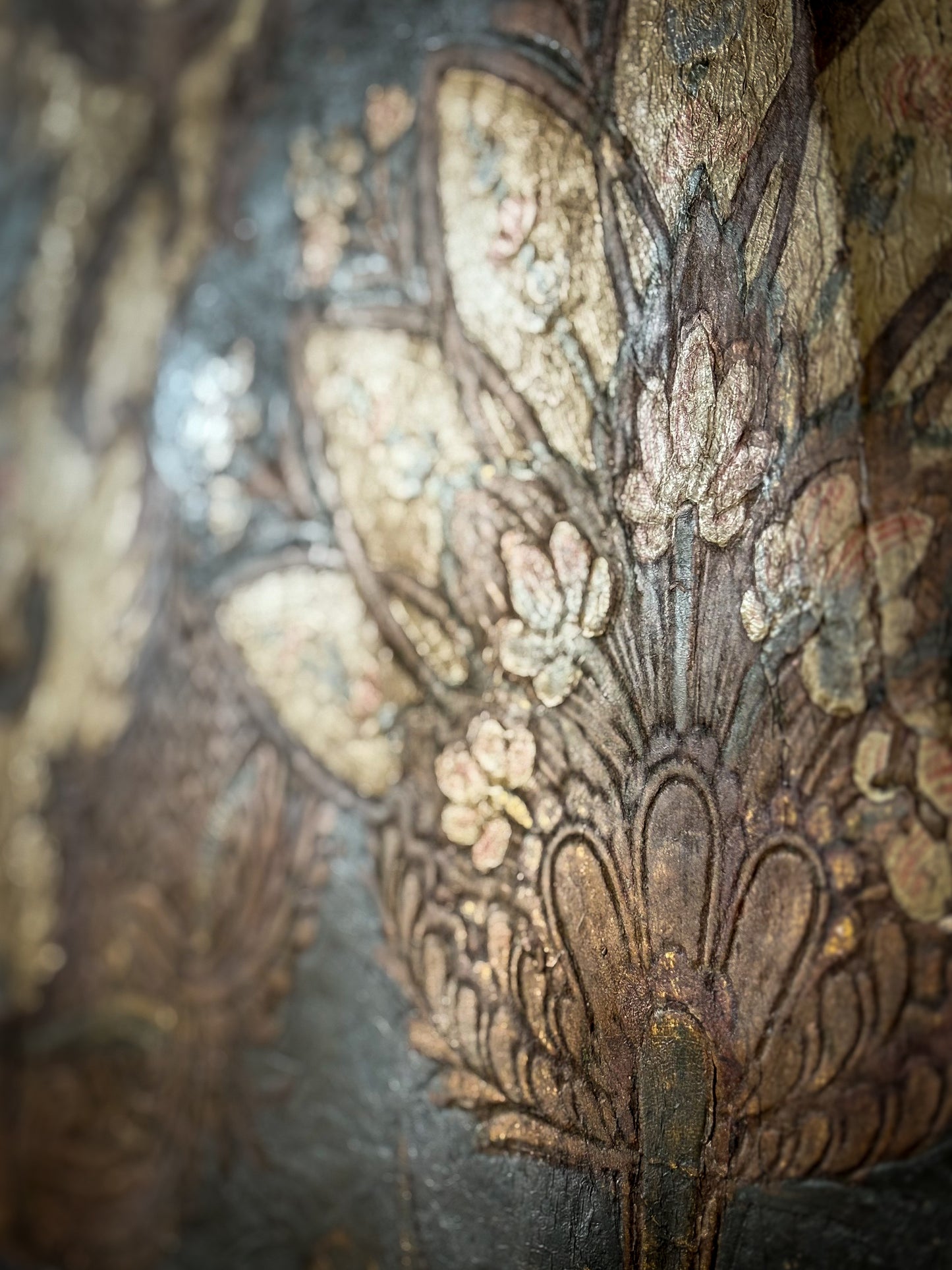A Pair of 17th Century Baroque Gilt-Leather Wall Panels Cuir de Cordoue