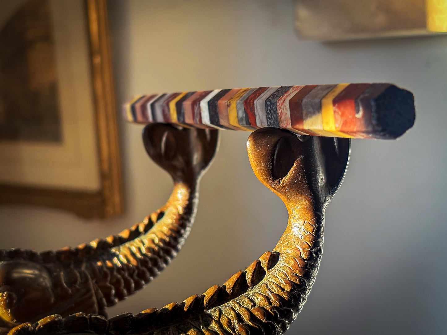 A Pair of 19th Century Classical Revival Bronze Dolphin Supports